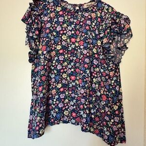 Haptics by Holly Harper Floral Ruffle Sleeve Top